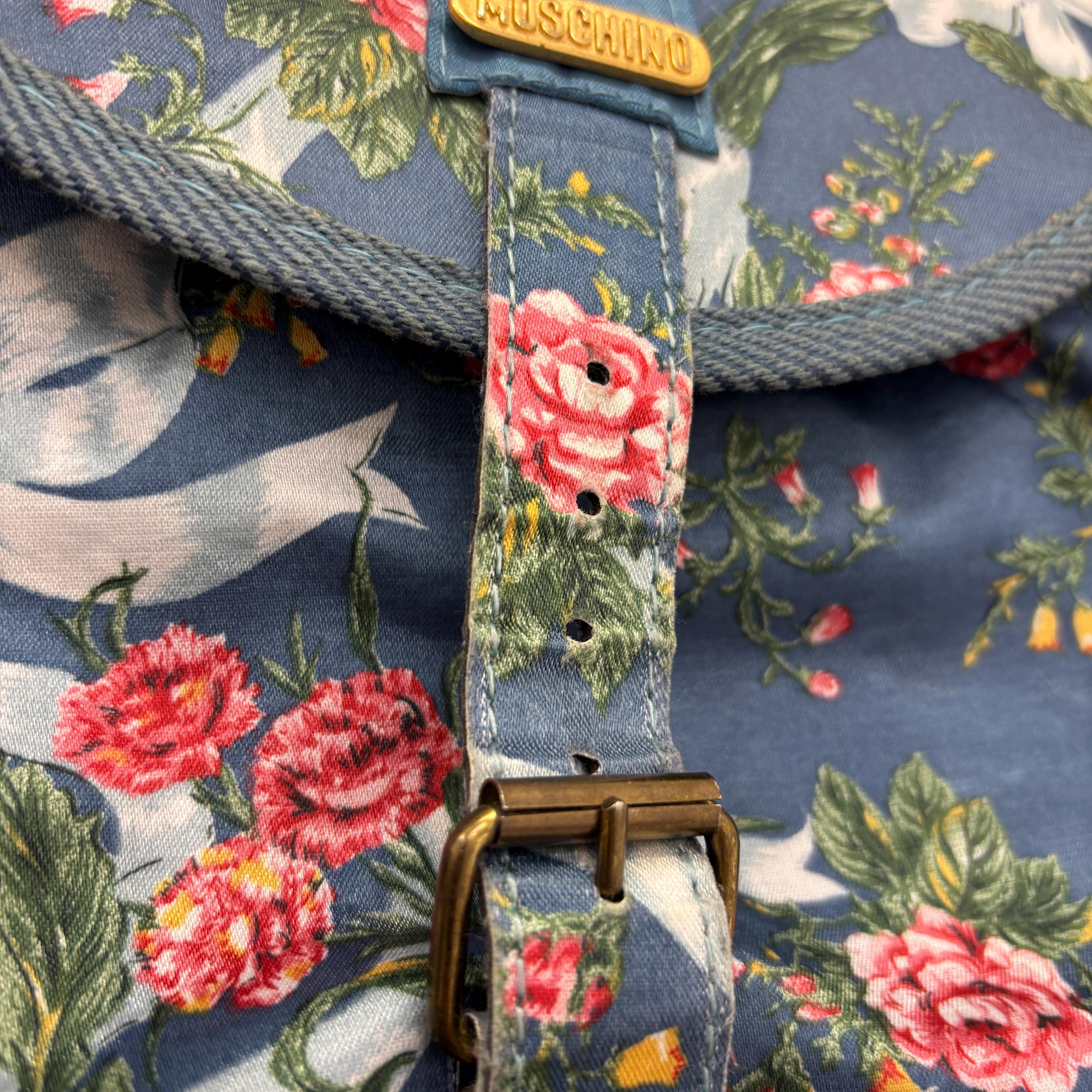 Vintage 90s Moschino Y2k Backpack Blue Ribbon - Etsy
