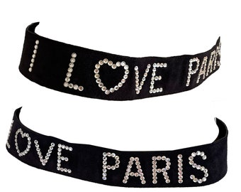 I LOVE PARIS vintage Sonia Rykiel suede rhinestone belt