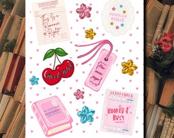 Hoja de pegatinas del club de lectura Booktok / Pegatinas para diarios creativos y álbumes de recortes