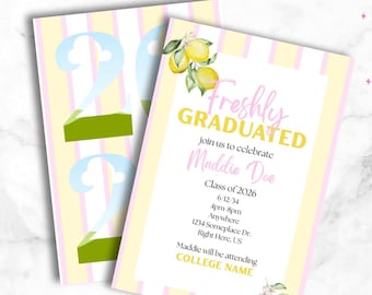 Invitación de graduación de limón rosa
