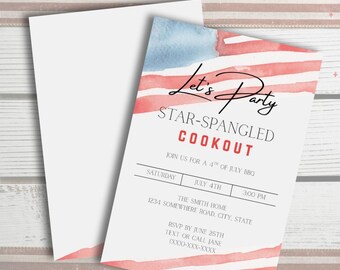 Plantilla de invitación para barbacoa del 4 de julio (descarga digital)