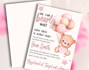 ¡Apenas podemos esperar! Invitación para baby shower de niña
