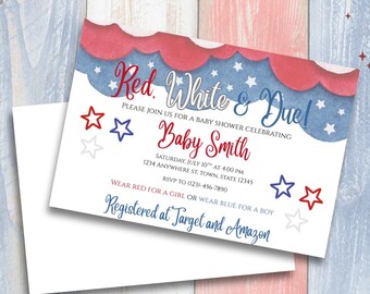 Plantilla de invitación para baby shower del 4 de julio