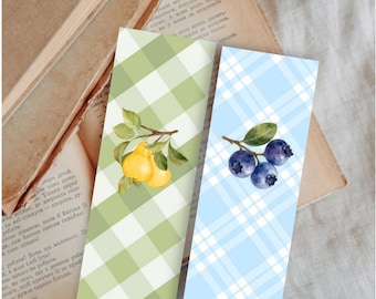 Marcapáginas de doble cara para amantes de la fruta (2x6 pulgadas) / Marcapáginas bonitos para amantes de los libros / Marcapáginas para lectores / Regalo para lectores / Accesorio para agendas y diarios