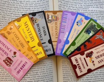 Marcapáginas de 2x4 con forma de boleto / Marcapáginas bonitos para amantes de los libros / Marcapáginas de lectura / Regalo para lectores / Accesorio para agendas y diarios