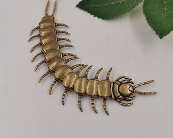 Articulated Brass Centipede Figurine Bendable Copper Insect Paperweight Feng Shui Ornament Oddity Decor Gift