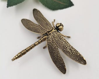 Vintage Brass Dragonfly Figurine Detachable Wing Copper Insect Decor Mini Dragonfly Statue Desk Ornament