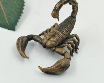 Vintage Solid Brass Scorpion Figurine: Detailed Insect Sculpture, Tea Pet Decor