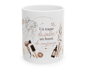 Hair Stylist Mug | Salon Confidence Phrase, Rose Gold Salon Tools (11oz)