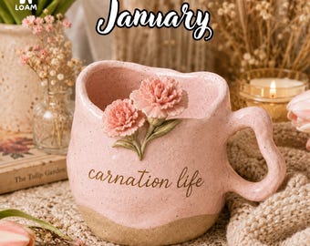 3D Birth Flower Mug, Personalized Name Ceramic Coffee Cup, Custom Birth Month Gift