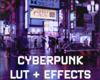 Paquete de LUTs y efectos de vídeo cyberpunk (Premiere Pro, Final Cut Pro, DaVinci Resolve, Capcut)