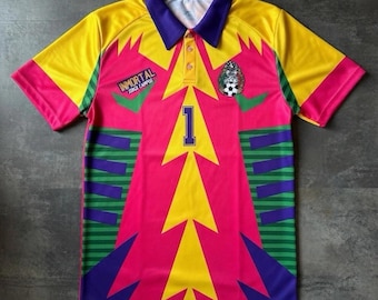 MEXICO campos soccer jersey player polo shirt, 1998 Inspired football