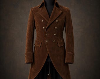 Victoriaans bruin rokkostuum Steampunk double-breasted gothic geklede jas