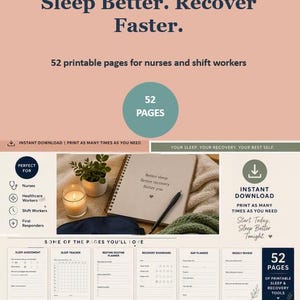 Shift Worker Sleep Planner Bundle | Nurse Wellness Tracker (Digital Download)