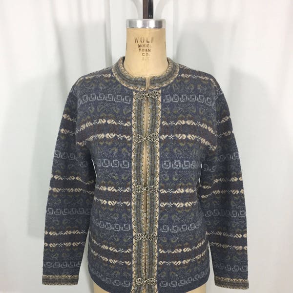 vintage Icelandic cardigan sweater / Carroll Reed / wool / winter sweater / Iceland Norwegian / women's vintage sweater / tag size small
