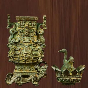 Antigua estatua china de bronce de cobre puro tallada a mano con forma de bestia y forma de grulla, adorno cuadrado para maceta, exquisita y rara, digna de colección.