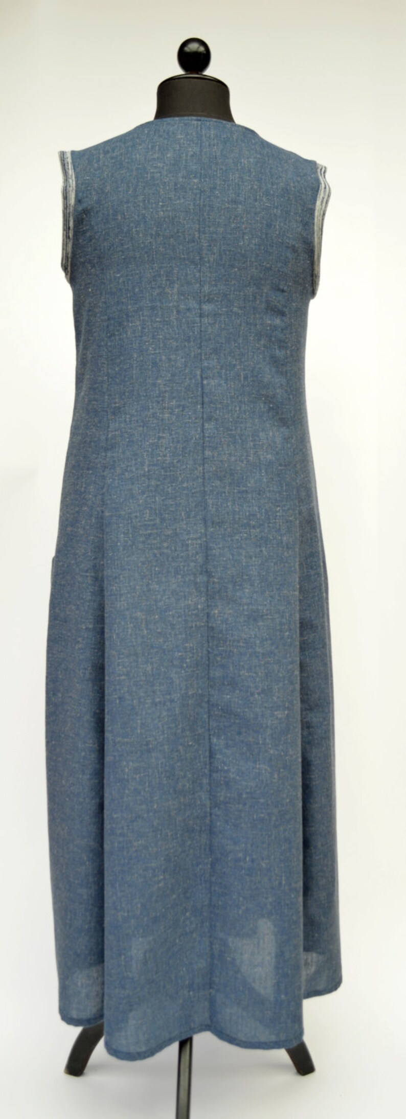 blue gray,plus size,denim Linen Dress Sophia summer dress XL