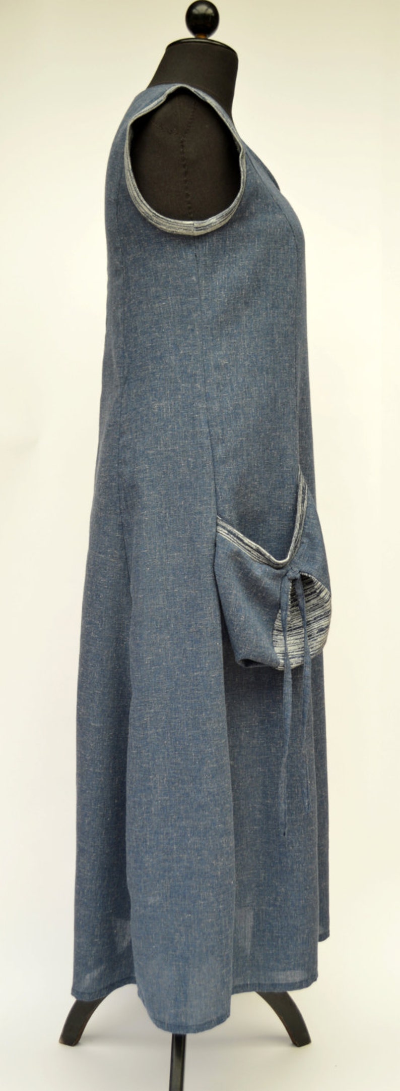 blue gray,plus size,denim Linen Dress Sophia summer dress XL