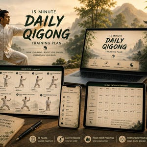 Programme quotidien de Qi Gong | Programme de 15 minutes, défi de 7 jours, suivi de 30 jours (PDF)
