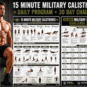 Military Calisthenics Workout Bundle | 15 Min Daily Program + 30 Day Challenge + Video Tutorials