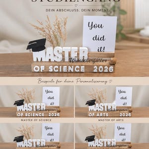 Personalisiertes Master Geschenk | Abschluss Geschenk Master | Master of Science, Arts, Engineering | Geldgeschenk Abschluss, Studium