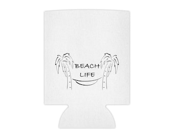 Beach Life palms Can Cooler | Palm Tree Hammock Drink Koozie