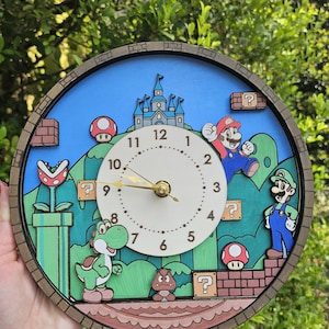 激レア スーパーマリオ 掛け時計 マリオ クロック ブラック インテリア