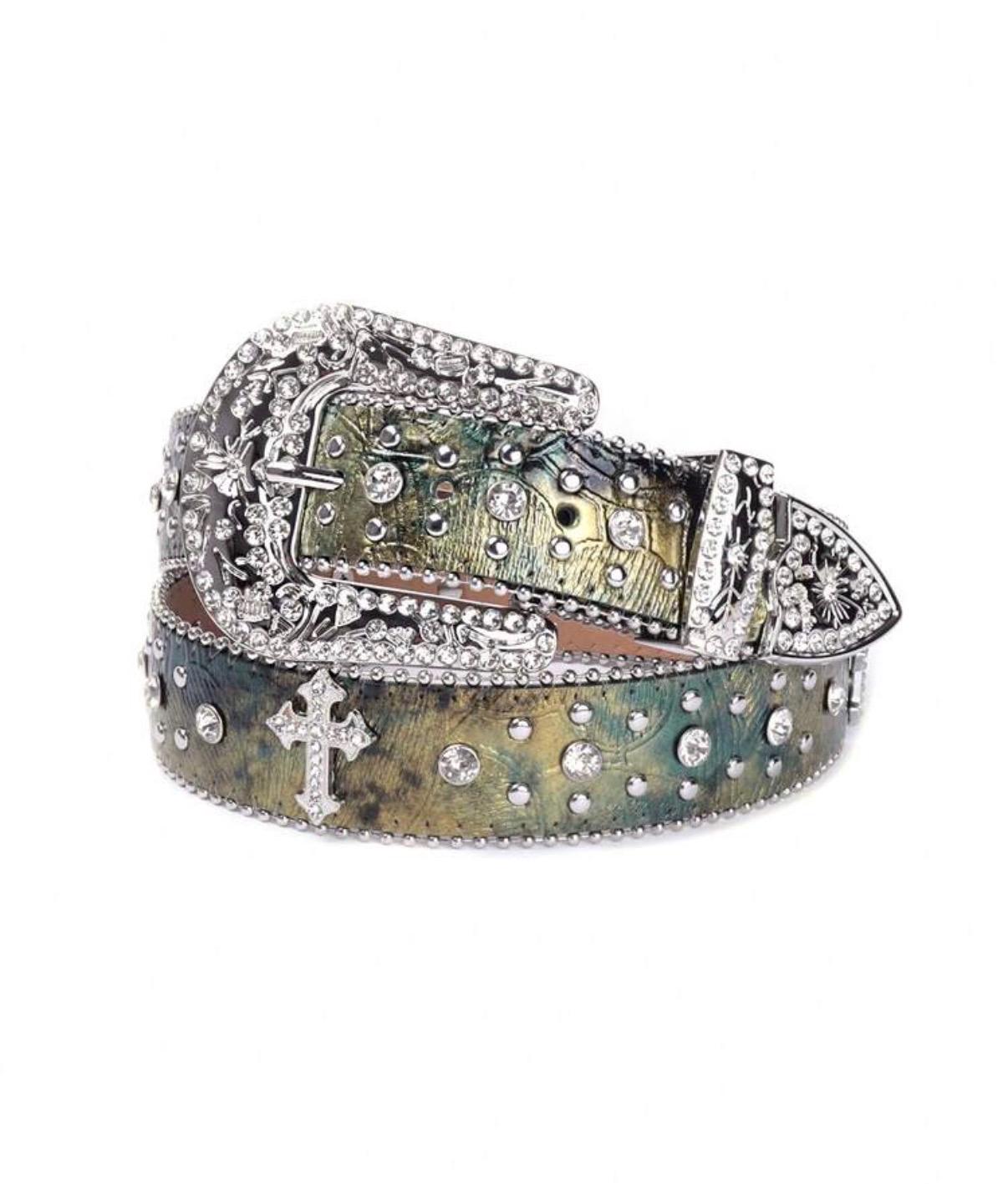 Rhinestone Cross Belt - Etsy