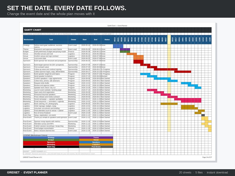 Google Sheets Event Planner Template, Conference Planning Spreadsheet ...