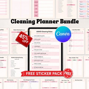 2026 ADHD Cleaning Planner for Adults, Editable Cleaning Checklist, Home Reset Schedule & Declutter Guide