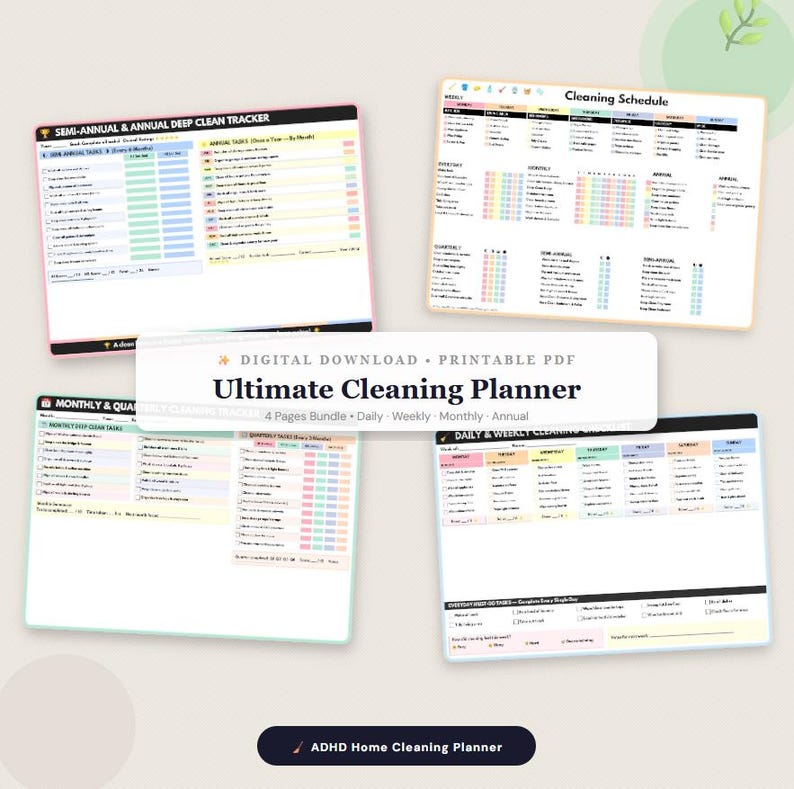 Editable Cleaning Schedule Checklist | ADHD Planner PDF | Daily-weekly ...
