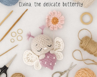 Butterfly Girl Crochet Pattern PDF, Cute Amigurumi Fairy Doll Tutorial, Kawaii Plush DIY Baby Gift - Crochet Pattern (English Only)