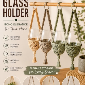 Handgefertigte Makramee Glashalter Muster PDF, Boho Elegance Home Decor