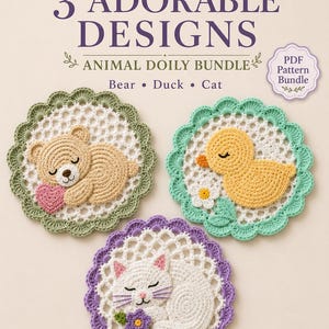 Crochet sleeping  Animal  Patterns Bundle: Bear, Duck, Cat, Nursery Decor (PDF Pattern)