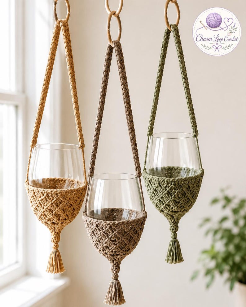 Handmade Macrame Glass Holder Pattern PDF, Boho Elegance Home Decor - Etsy