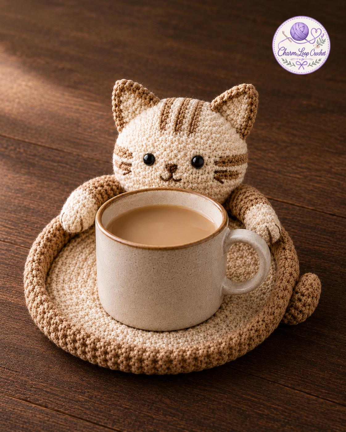 37 Cat Coaster Crochet Patterns for Cat Lovers, Gifts, and Cozy Home Decor 10 Cat Crochet Coaster