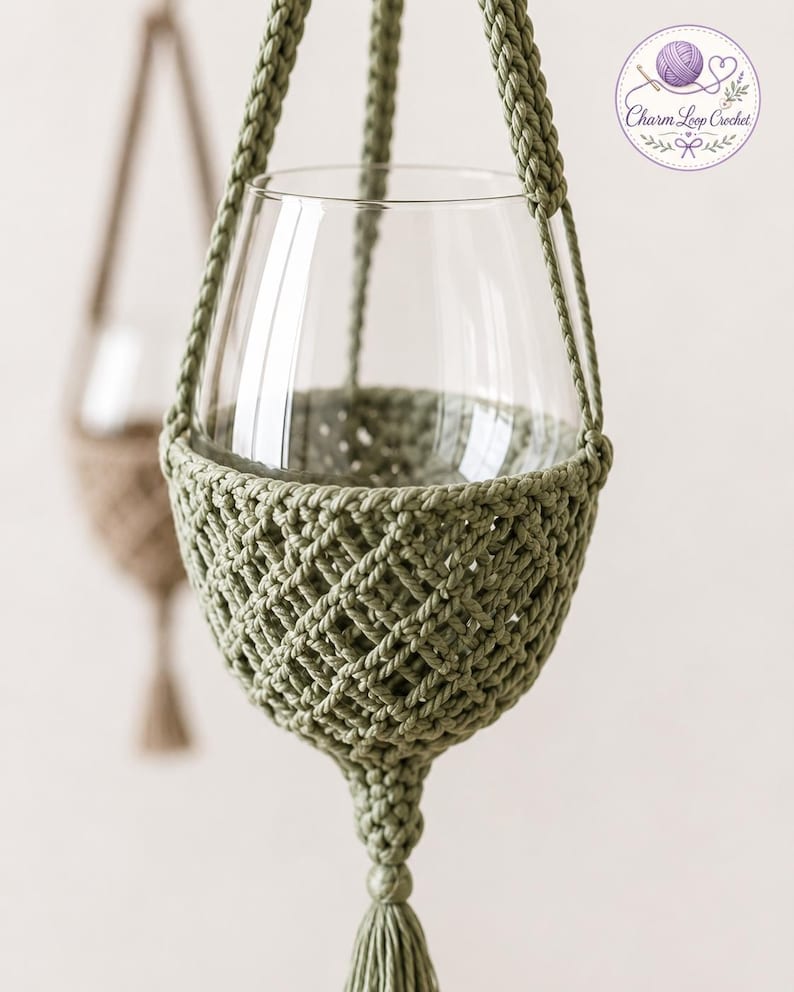 Handmade Macrame Glass Holder Pattern PDF, Boho Elegance Home Decor - Etsy
