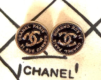 CHANEL (Set of 2) Vintage Authentic Gold Tone Metal CC Logo Button 20mm