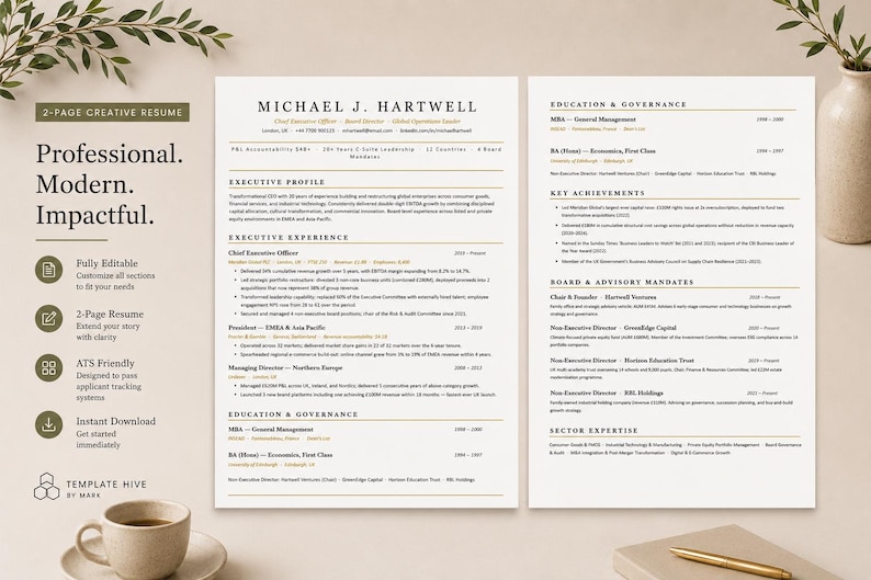 Executive Resume Template - Etsy