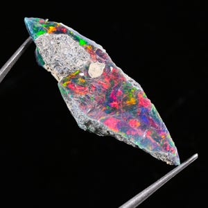 18.65 Ct Awesome Welo Ethiopian Black Opal Rough, Crystal Fire Raw Stone For Making Jewelry 46X15X7 MM AA-64