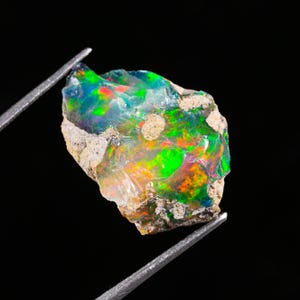 Natural Welo Ethiopian Black Opal Rough, Black Fire Opal 11.65ct, Multi Fire Stone For Making Jewelry 22X15X10 MM AA-62