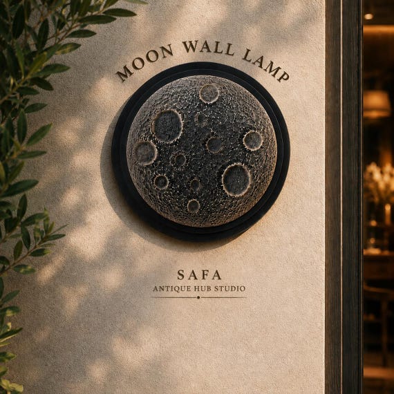 A sculptural 3D resin moon wall sconce that doubles as warm ambient lighting — way more striking than a flat print.