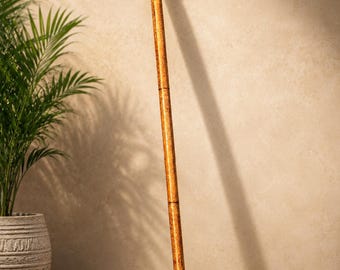 Handgemaakte houten wandelstok met messing handvat | Vintage gegraveerde herenstok | Decoratieve houten wandelstok