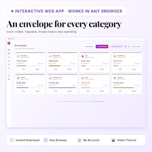 Cash Envelop Planner-app | Budgettracker, geld terugbrengen, rekeningenmanager | Interactieve webapp | Digitale HTML-download afbeelding 5