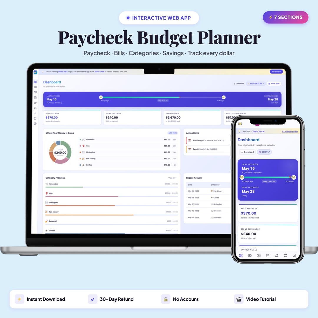 Paycheck Budget Planner App | Zero-based Budget, Bill Tracker, Savings ...