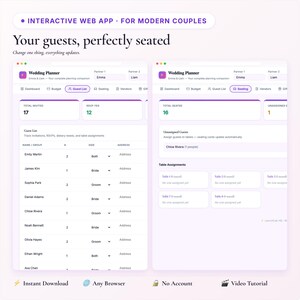 Interactive Wedding Planner App | Budget, Guest List, Seating Chart, Vendor Manager, To Do | Digital HTML Download image 6