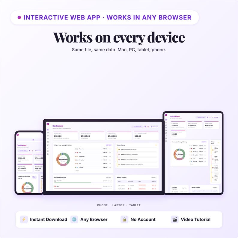 Cash Envelop Planner-app | Budgettracker, geld terugbrengen, rekeningenmanager | Interactieve webapp | Digitale HTML-download afbeelding 8