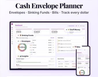 Cash Envelope Planner App | Budget Tracker, Sinking Funds, Bills Manager | Interactive Web App | Digital HTML Download