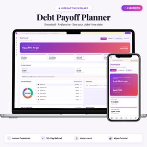 Debt Payoff Planner App | Snowball + Avalanche Calculator | Interactive Web App | Debt Free Tracker | Digital HTML Download