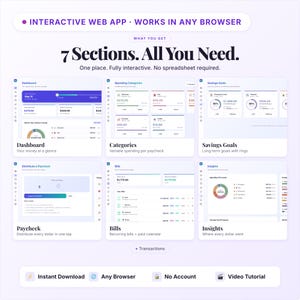 Paycheck Budget Planner App | Zero-Based Budget, Bill Tracker, Savings Goals | Interactive Web App | Digital HTML Download image 2